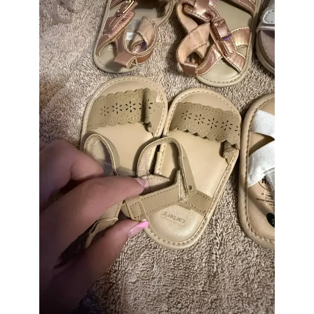 Girls Sandals bundle, 2 carters size (9-12M), 1 size 12m, and 1 size 3c